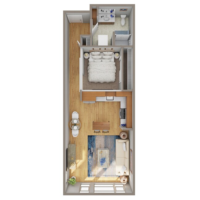 Open 1 Bed, 1 Bath - J 323 floor plan
